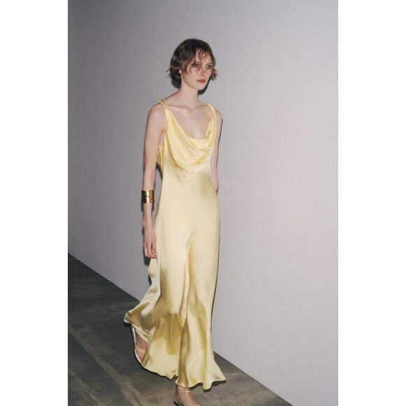 ZARA ZW COLLECTION SATIN LONG DRESS - Picture 5 of 10